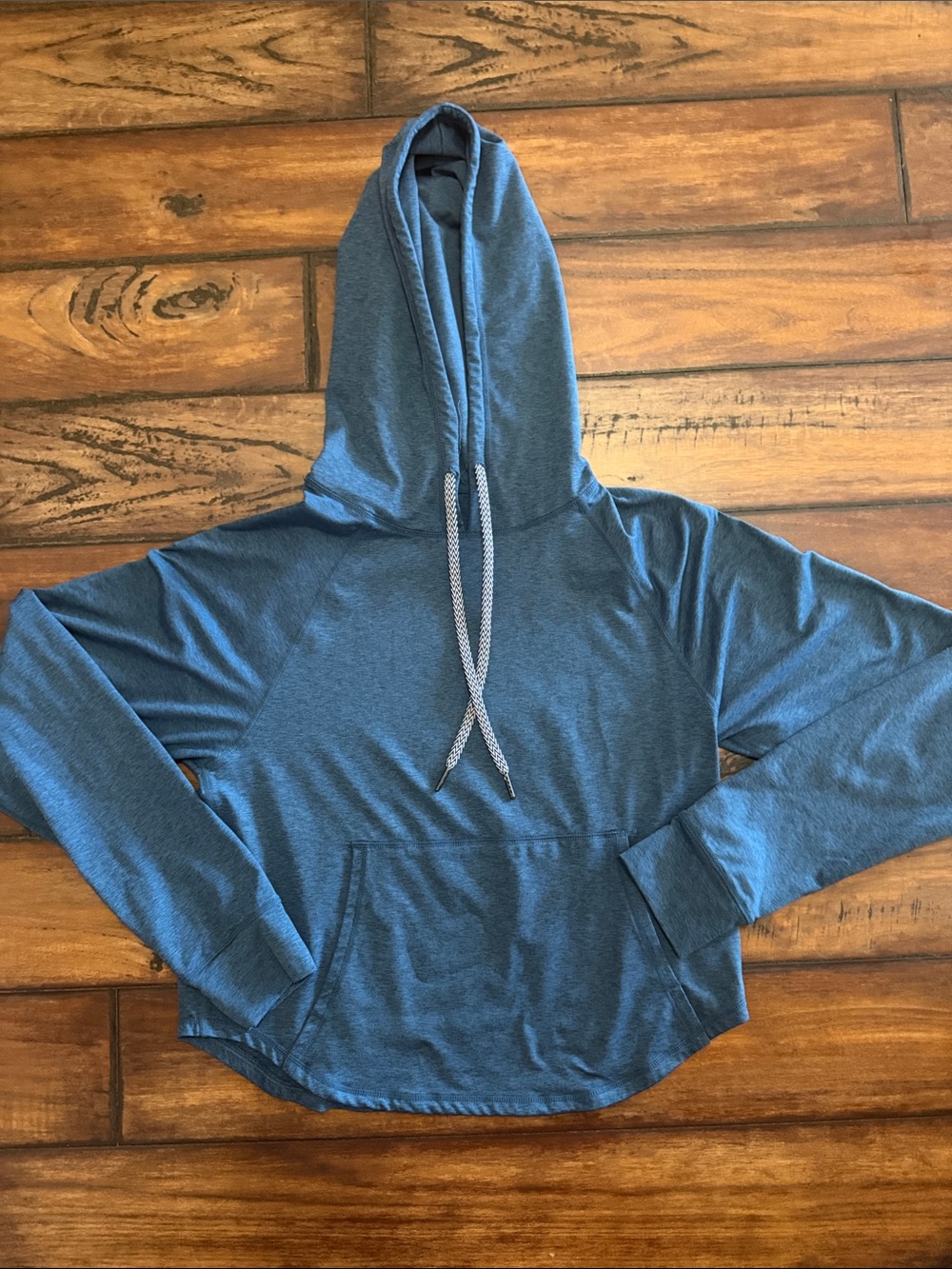 Glyder Like New Heathered Blue Lightweight Pullover Hoodie